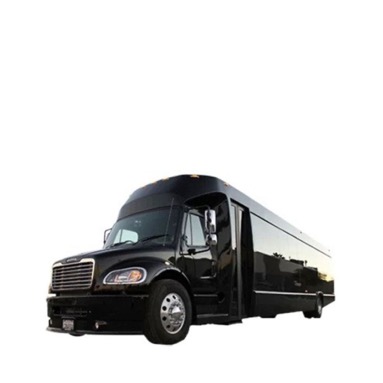 The interior of a stretch black Lincoln.