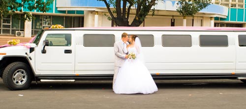 A wedding limo in Beverly Hills.