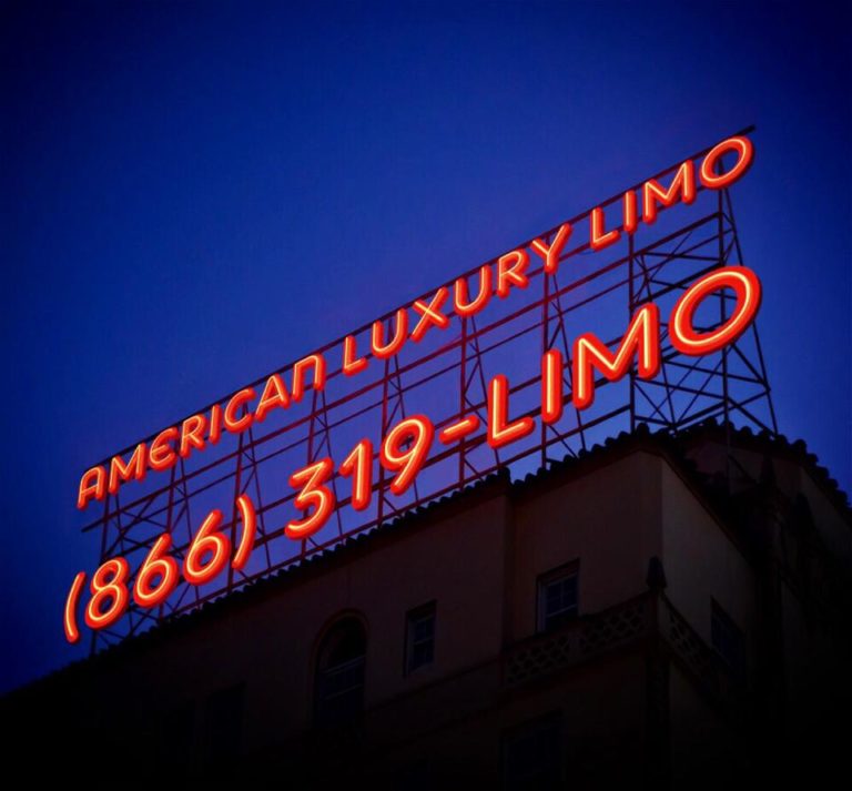 Neon sign for American Luxury Limousine.